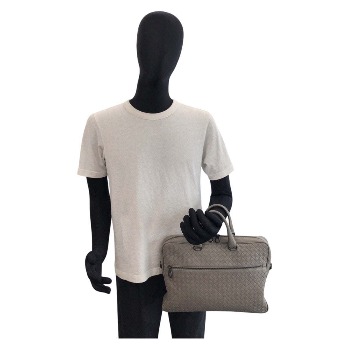 16652
BOTTEGAVENETA ボッテガヴェネタ イントレチャート グレー レザー ビジネスバッグ ショルダーバッグ 2way  メンズ