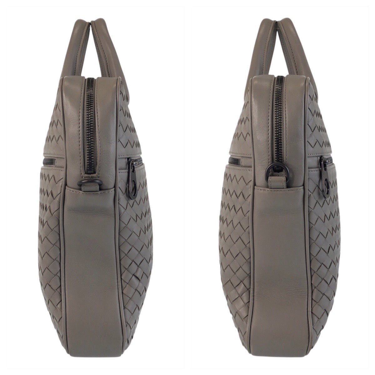 16652
BOTTEGAVENETA ボッテガヴェネタ イントレチャート グレー レザー ビジネスバッグ ショルダーバッグ 2way  メンズ