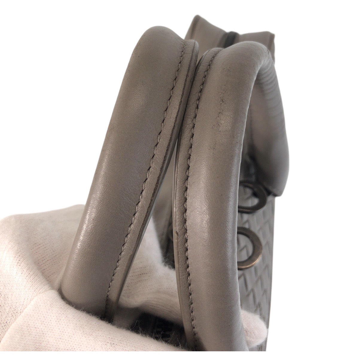 16652
BOTTEGAVENETA ボッテガヴェネタ イントレチャート グレー レザー ビジネスバッグ ショルダーバッグ 2way  メンズ