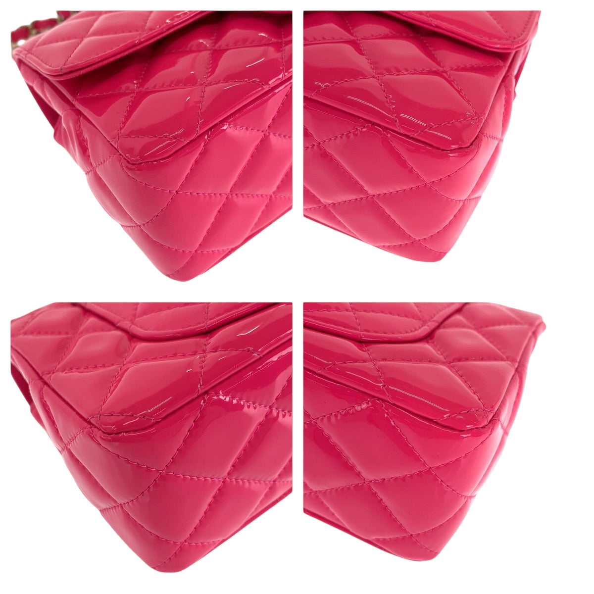 16653
CHANEL シャネル マトラッセ シングルフラップ ココマーク ターンロック ピンク ゴールド金具 パテントレザー A69900 チェーンショルダーバッグ レディース A458