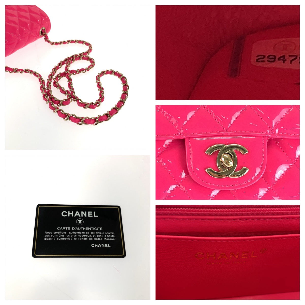 16653
CHANEL シャネル マトラッセ シングルフラップ ココマーク ターンロック ピンク ゴールド金具 パテントレザー A69900 チェーンショルダーバッグ レディース A458