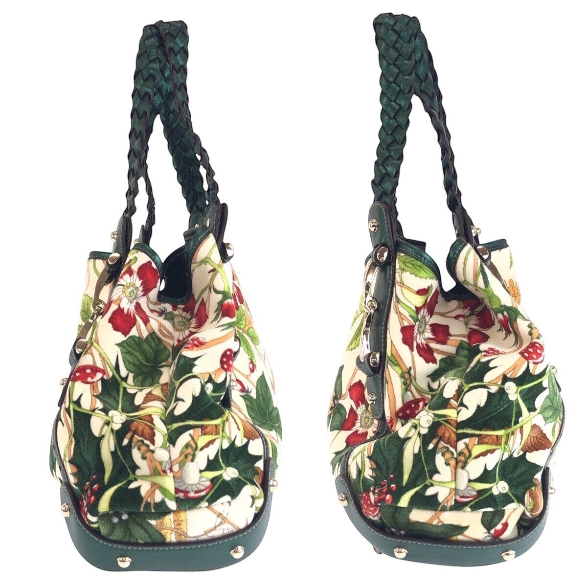 16657
GUCCI グッチ ホースビット フローラルプリント グリーン マルチカラー シルバー金具 ベロア / レザー 137621 トートバッグ ショルダーバッグ  レディース ABP69