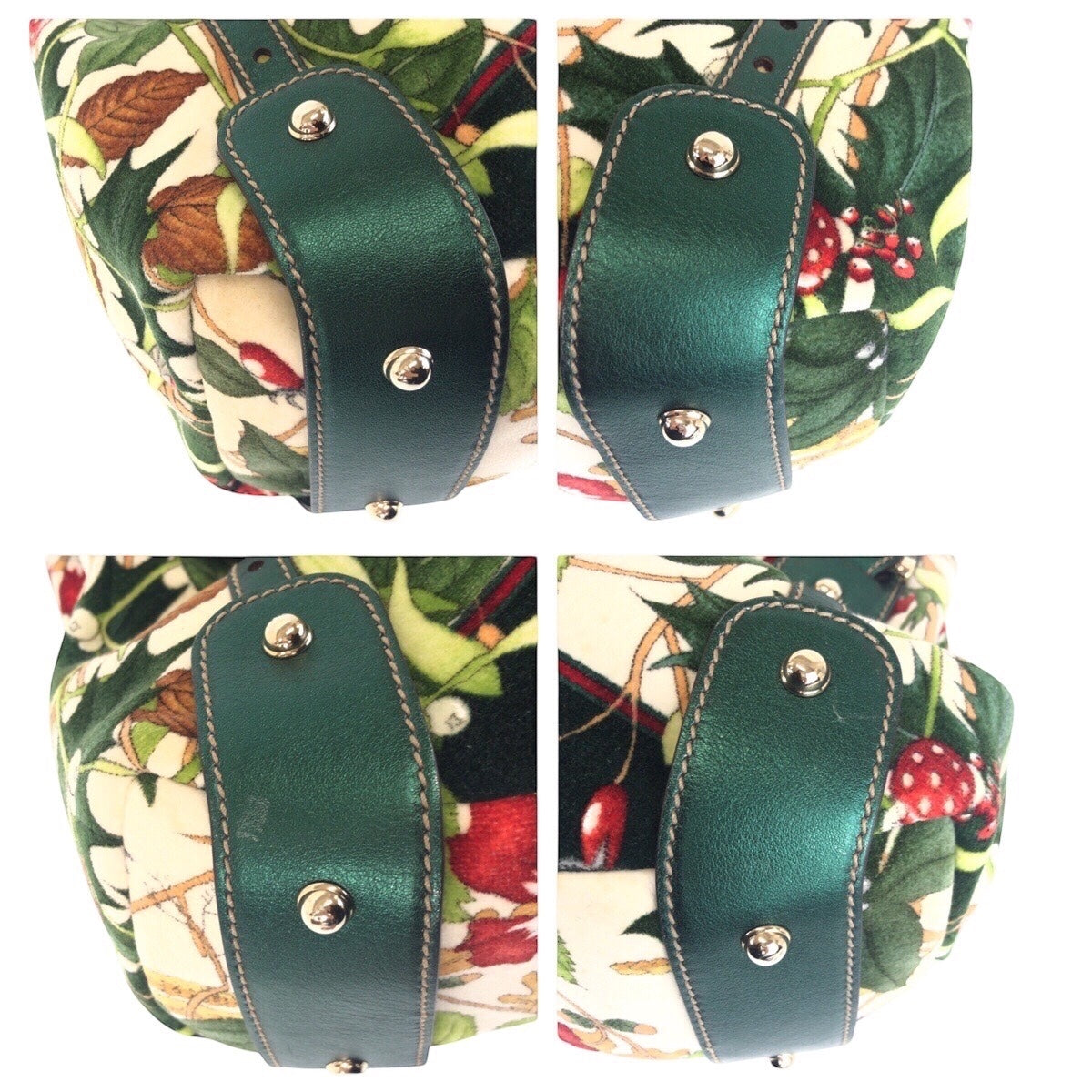 16657
GUCCI グッチ ホースビット フローラルプリント グリーン マルチカラー シルバー金具 ベロア / レザー 137621 トートバッグ ショルダーバッグ  レディース ABP69