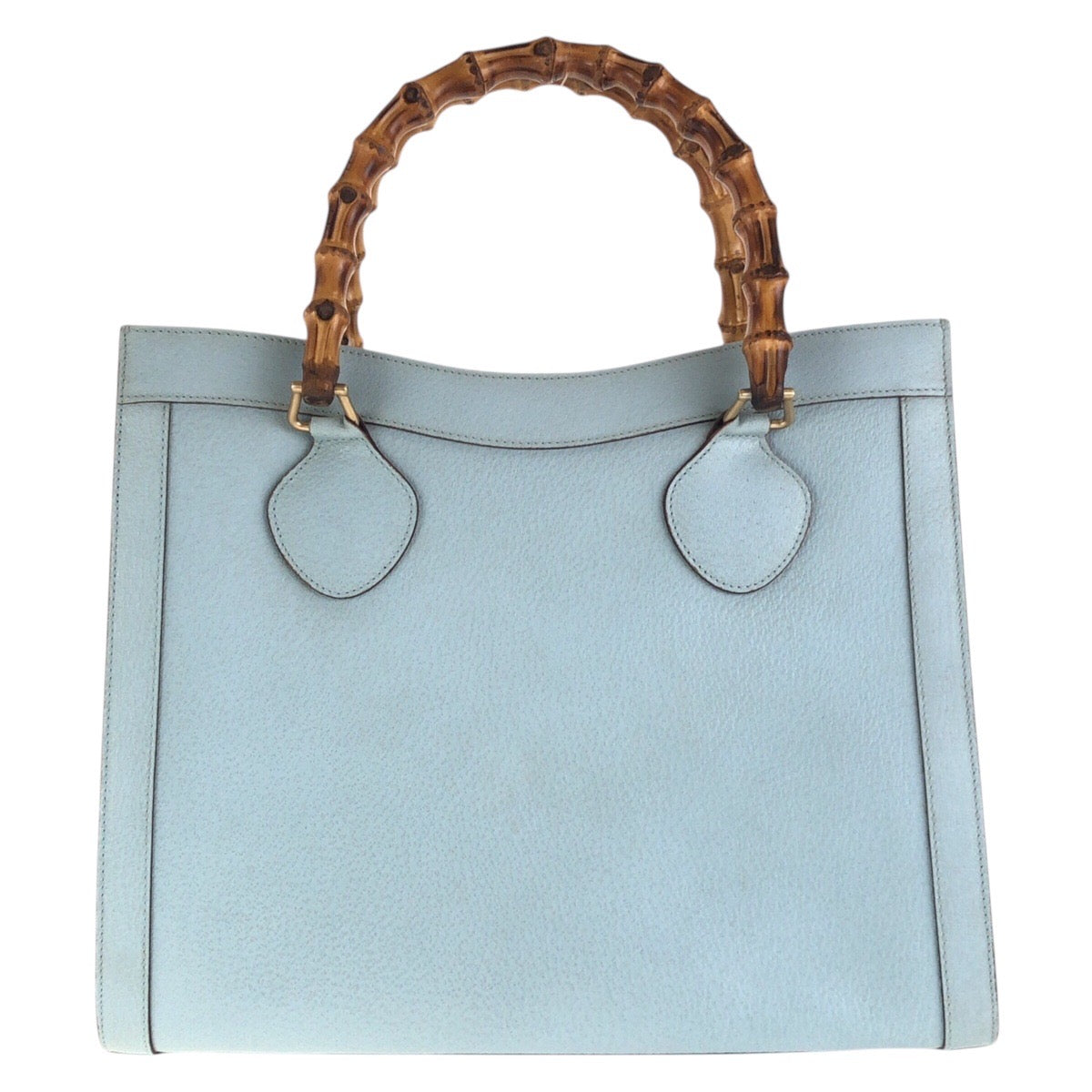 16658
GUCCI グッチ ヴィンテージ バンブー ダイアナ ライトブルー ゴールド金具 レザー 002 8260 トートバッグ ハンドバッグ  レディース