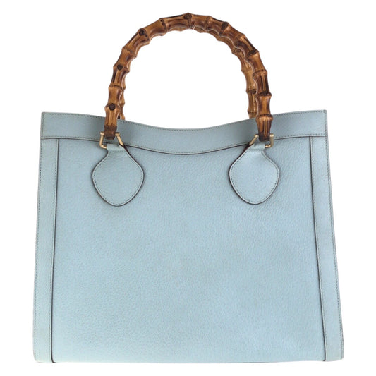 16658
GUCCI グッチ ヴィンテージ バンブー ダイアナ ライトブルー ゴールド金具 レザー 002 8260 トートバッグ ハンドバッグ  レディース