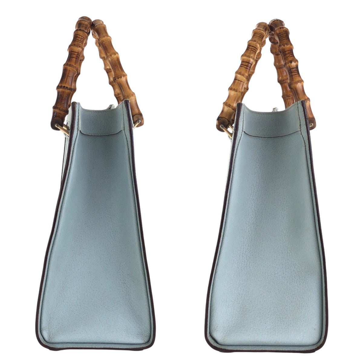 16658
GUCCI グッチ ヴィンテージ バンブー ダイアナ ライトブルー ゴールド金具 レザー 002 8260 トートバッグ ハンドバッグ  レディース