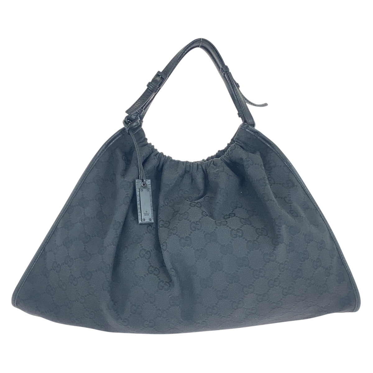 16660
GUCCI グッチ ブラック 黒 シルバー金具 GGキャンバス / レザー 76554 ショルダーバック ハンドバッグ  レディース AB28