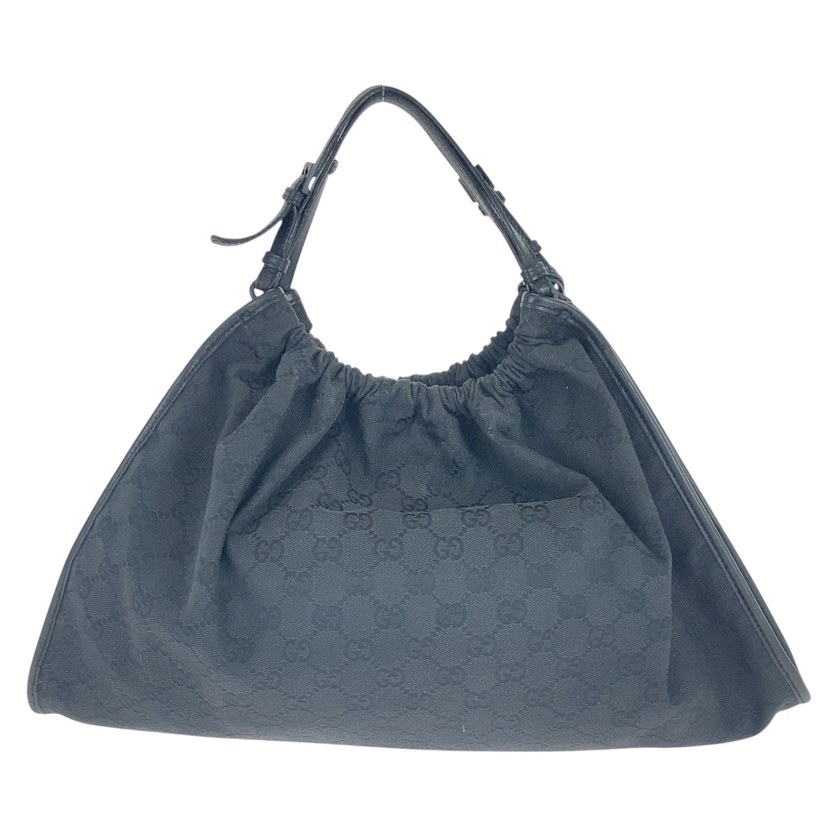 16660
GUCCI グッチ ブラック 黒 シルバー金具 GGキャンバス / レザー 76554 ショルダーバック ハンドバッグ  レディース AB28