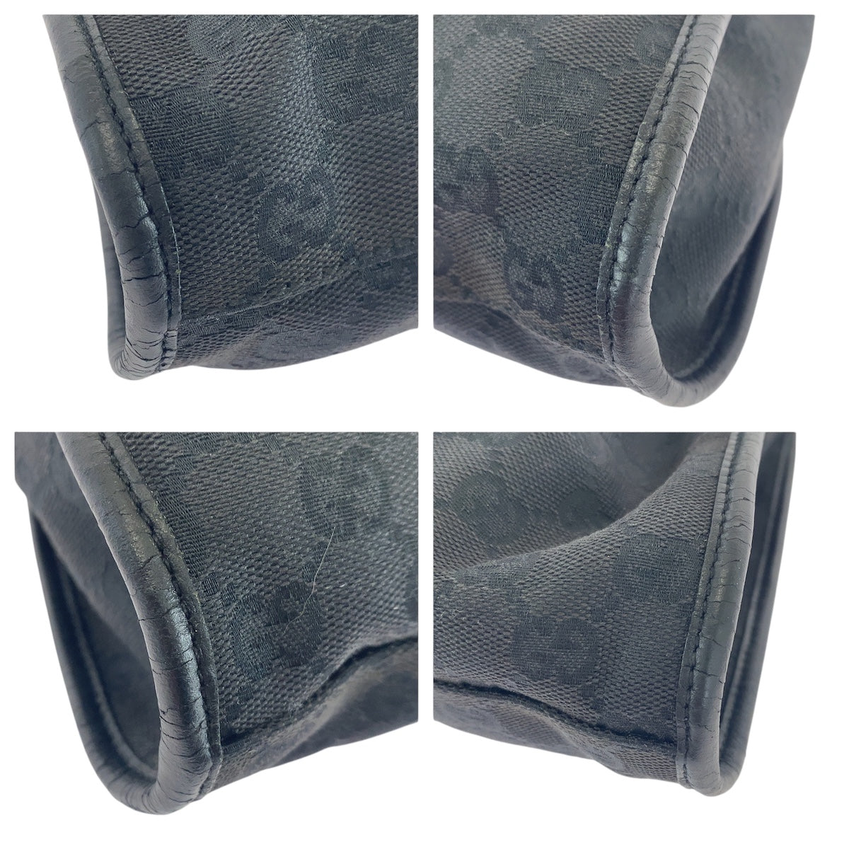 16660
GUCCI グッチ ブラック 黒 シルバー金具 GGキャンバス / レザー 76554 ショルダーバック ハンドバッグ  レディース AB28