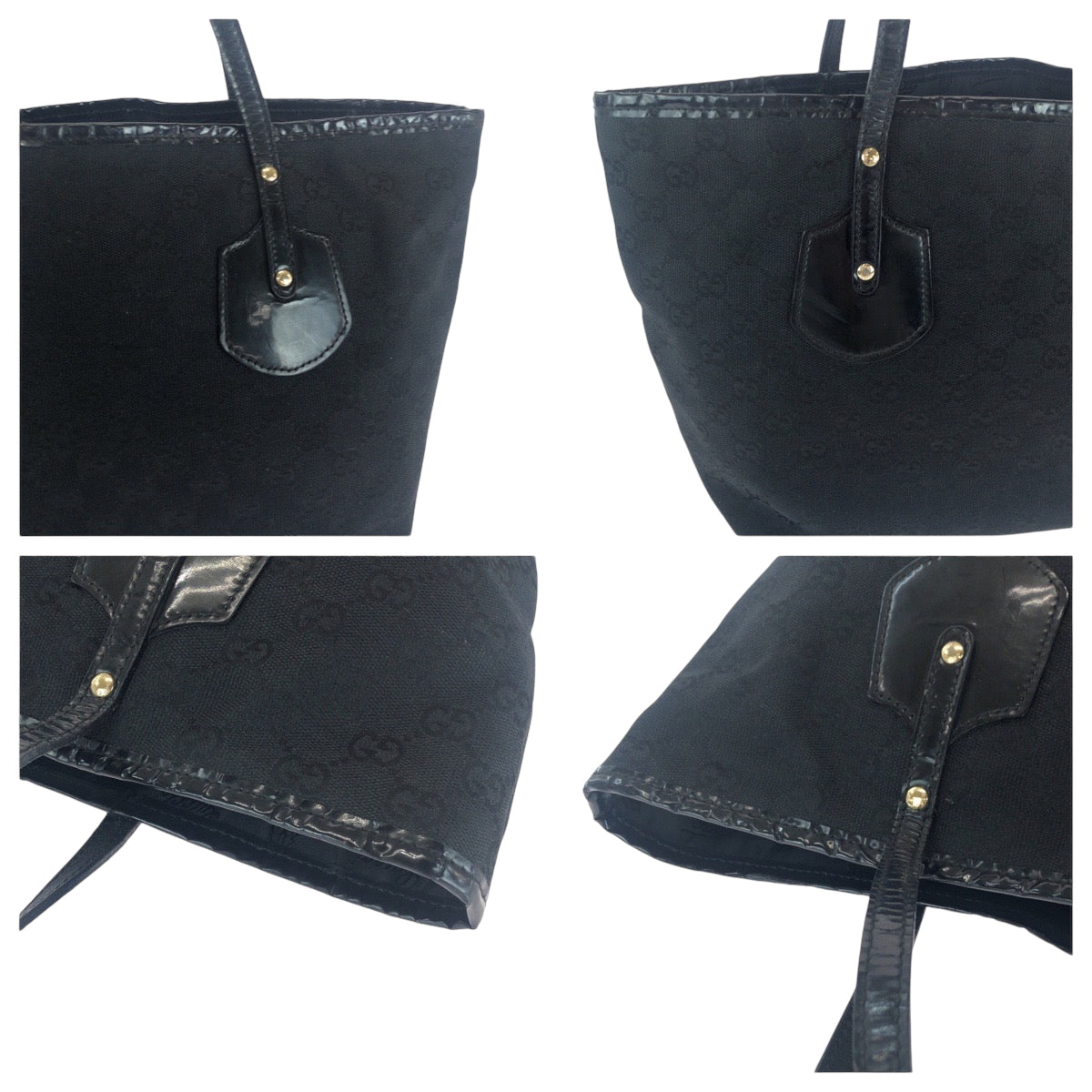 16664
GUCCI グッチ ブラック 黒 ゴールド金具 GGキャンバス 211976 トートバッグ ショルダーバッグ  レディース