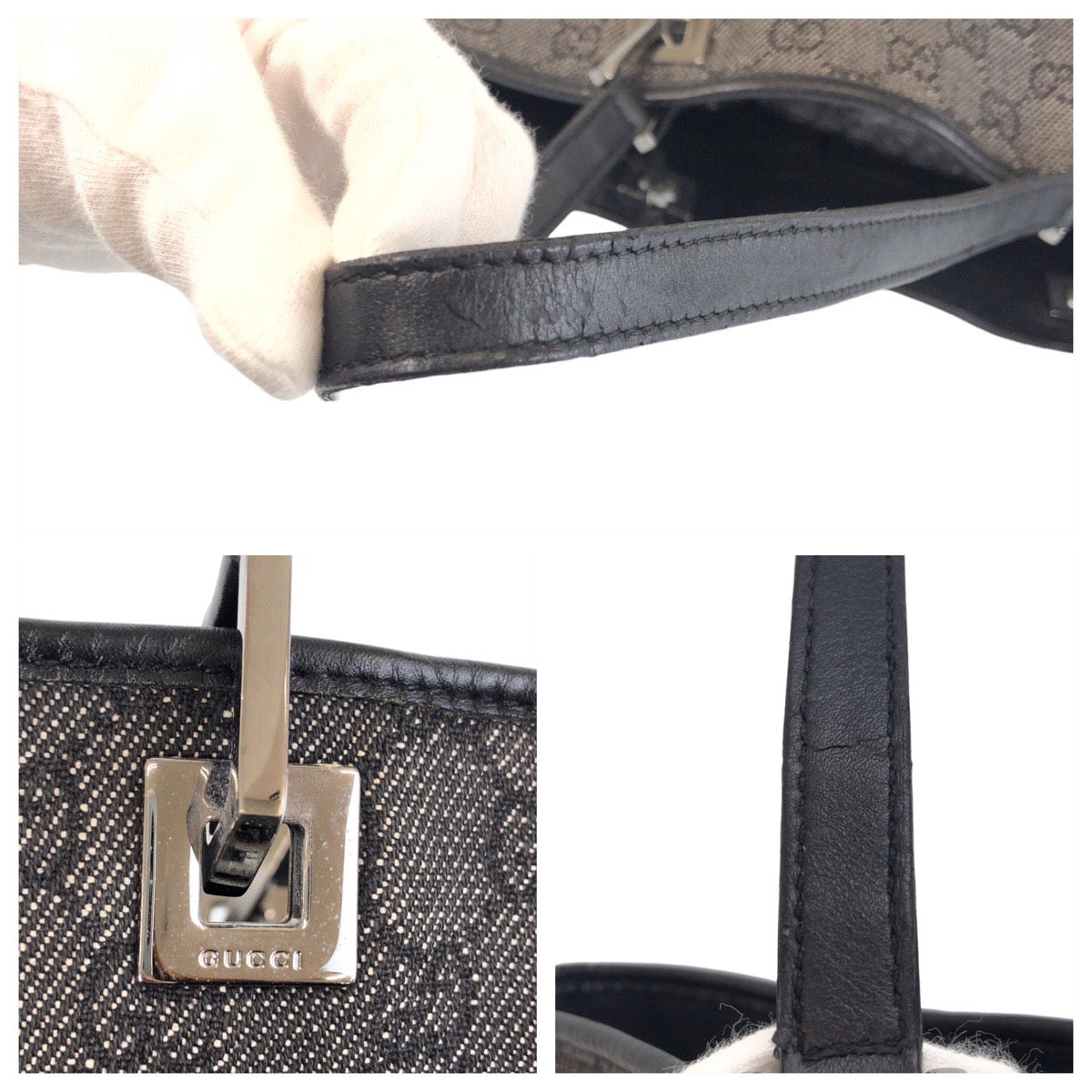 16665
GUCCI グッチ ブラック 黒 GGキャンバス / レザー 31243 トートバッグ ショルダーバッグ  レディース AB28