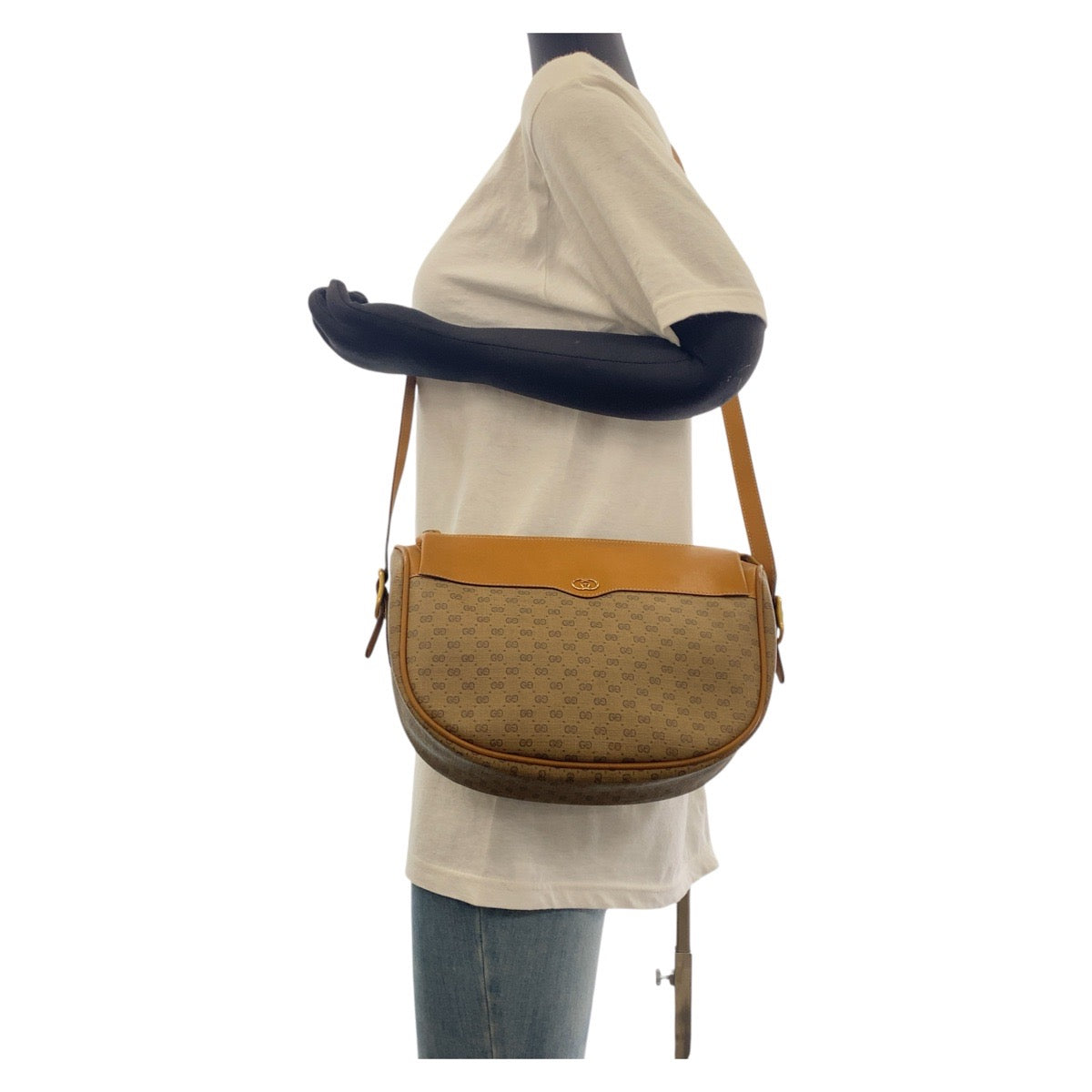 16666
GUCCI グッチ ヴィンテージ オールドグッチ マイクロGG ブラウン ゴールド金具 GGスプリームキャンバス / レザー 001 115 4001 ショルダーバッグ ポシェット  レディース AB28