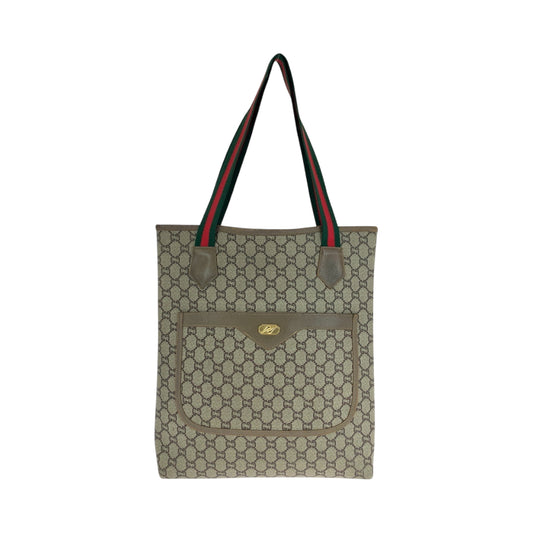 16667
GUCCI グッチ ヴィンテージ オールドグッチ シェリーライン GGプラス ベージュ ブラウン ゴールド金具 GGスプリームキャンバス トートバッグ ショルダーバッグ  レディース