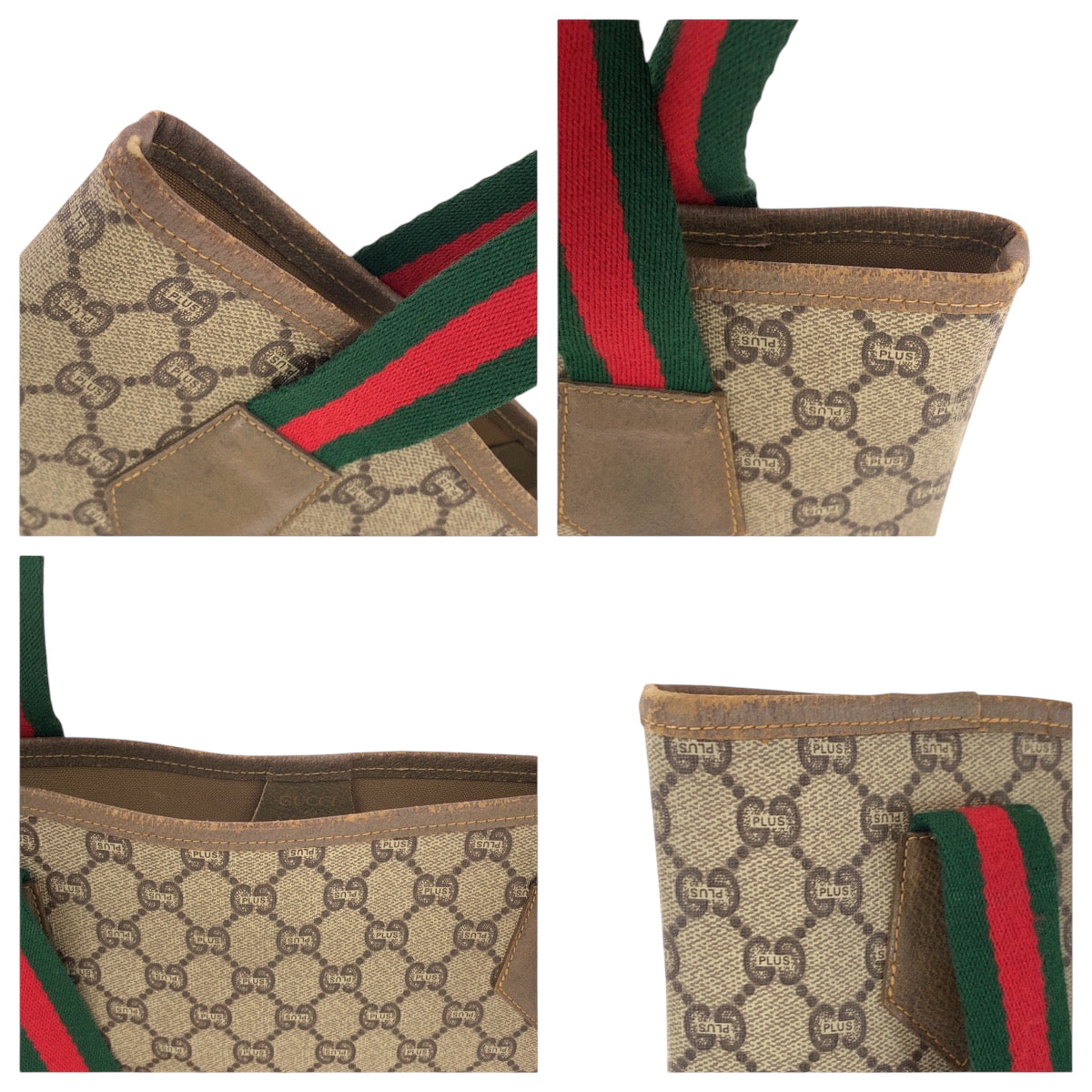 16667
GUCCI グッチ ヴィンテージ オールドグッチ シェリーライン GGプラス ベージュ ブラウン ゴールド金具 GGスプリームキャンバス トートバッグ ショルダーバッグ  レディース