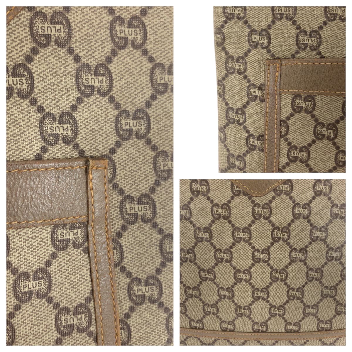 16667
GUCCI グッチ ヴィンテージ オールドグッチ シェリーライン GGプラス ベージュ ブラウン ゴールド金具 GGスプリームキャンバス トートバッグ ショルダーバッグ  レディース