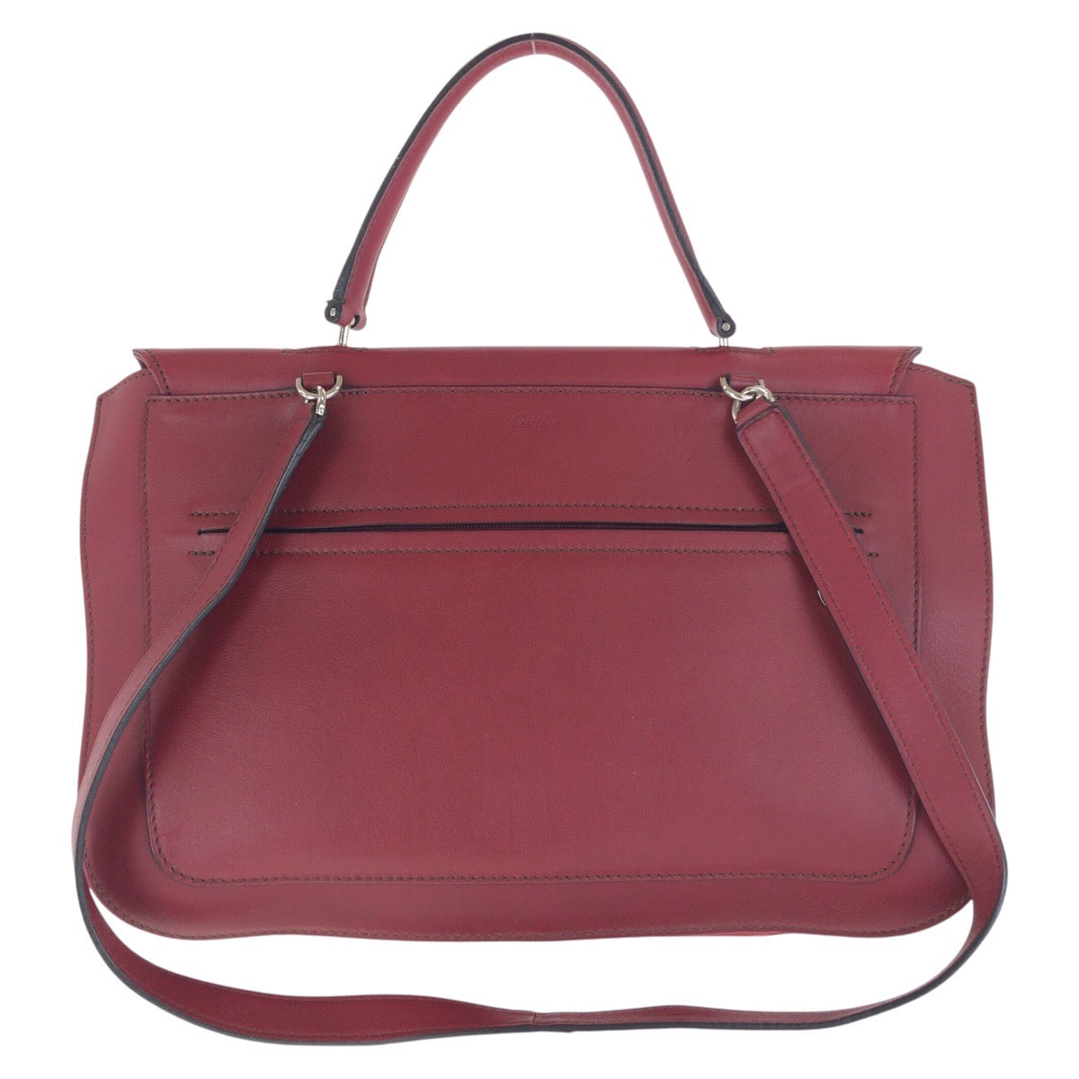 16669
CARTIER カルティエ マルチェロ ドゥ カルティエ サッチェルバッグ ワインレッド ボルドー シルバー金具 レザー ハンドバッグ ショルダーバッグ 2way  レディース ABP55