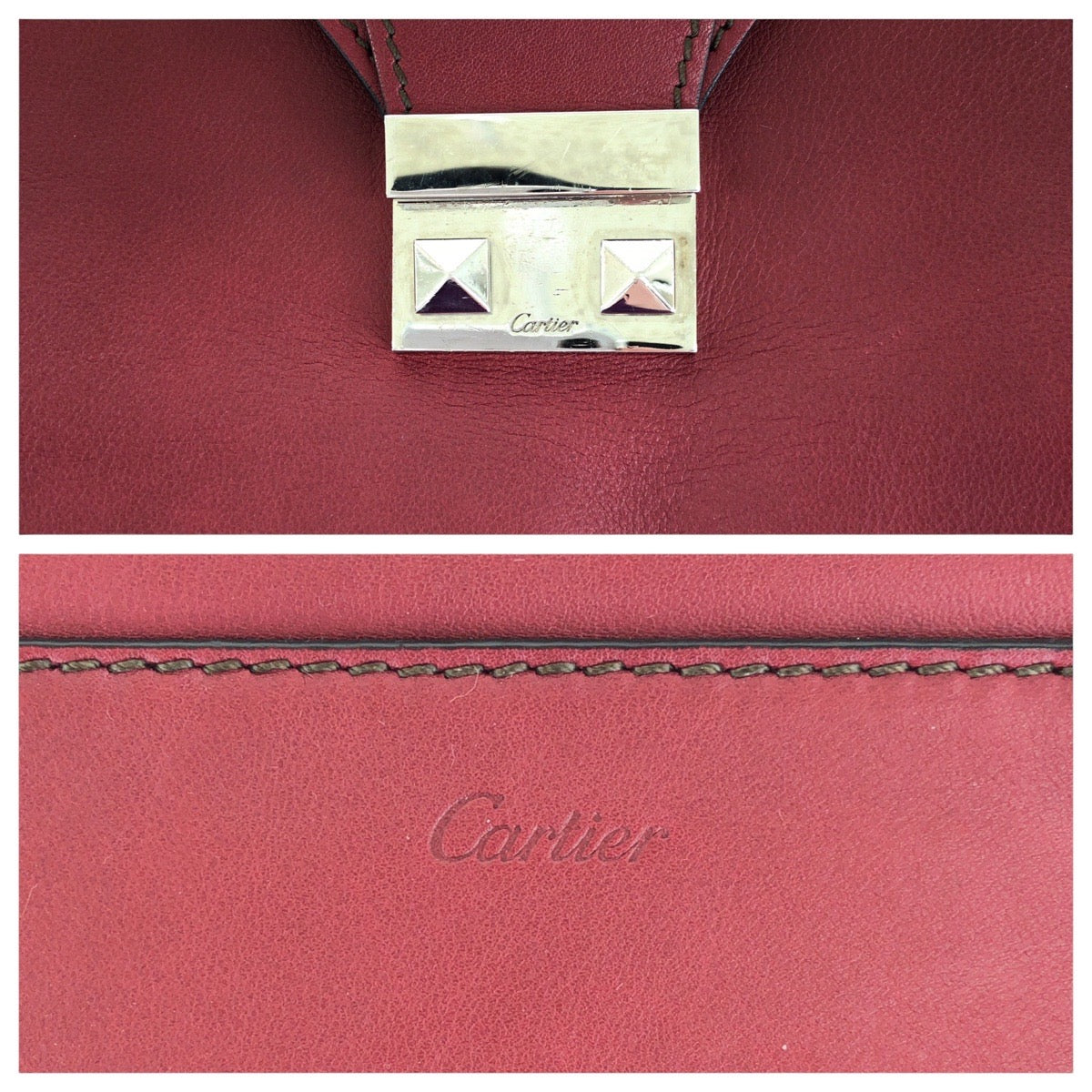 16669
CARTIER カルティエ マルチェロ ドゥ カルティエ サッチェルバッグ ワインレッド ボルドー シルバー金具 レザー ハンドバッグ ショルダーバッグ 2way  レディース ABP55