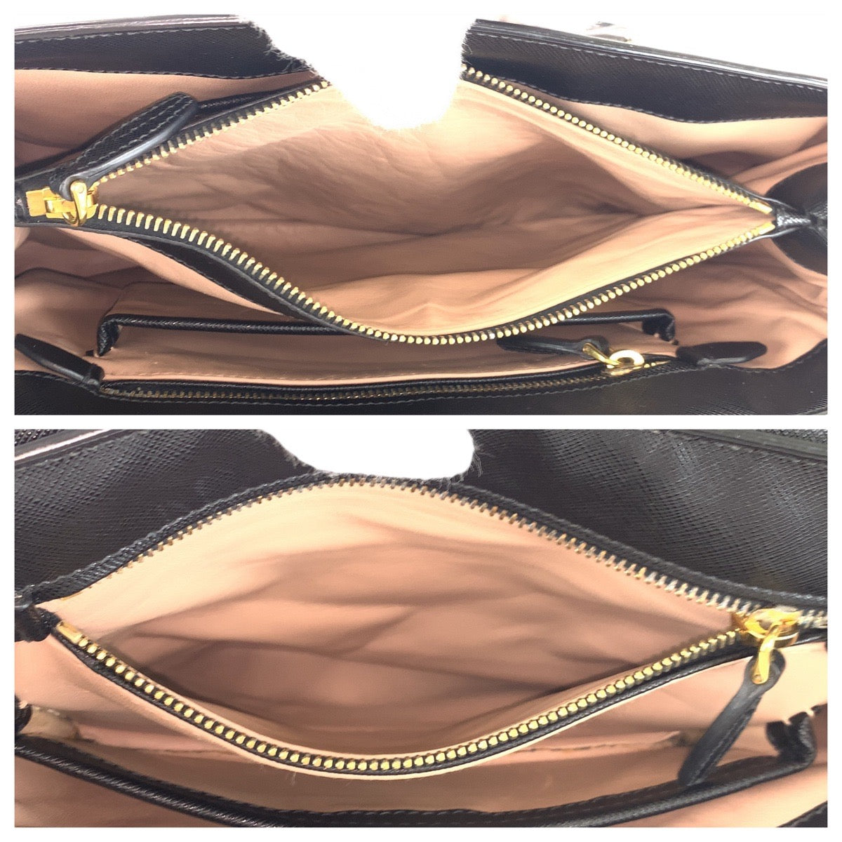 16672
PRADA プラダ サフィアーノ ブラック 黒 ゴールド金具 レザー ハンドバッグ ショルダーバッグ  レディース ABP63