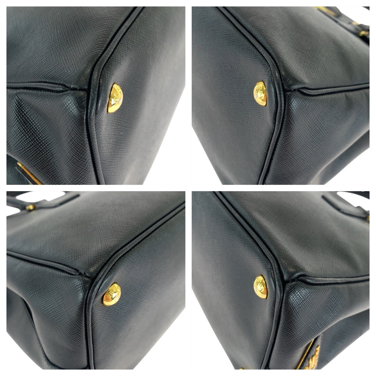 16672
PRADA プラダ サフィアーノ ブラック 黒 ゴールド金具 レザー ハンドバッグ ショルダーバッグ レディース ABP63