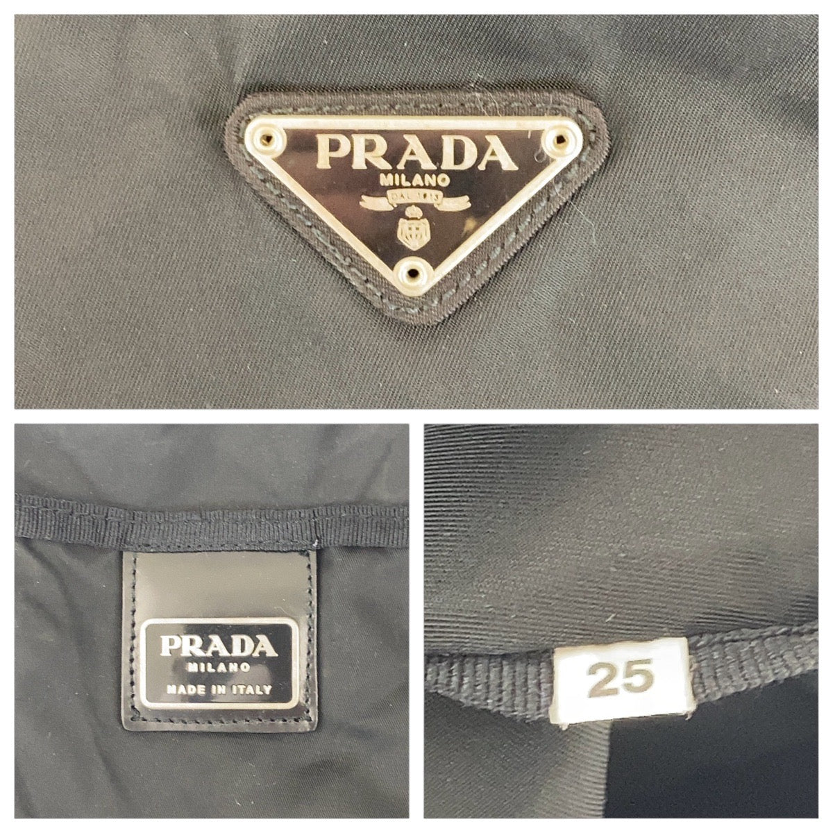 16673
PRADA プラダ テスート 三角ロゴプレート ブラック 黒 シルバー金具 ナイロン ボストンバッグ 男女兼用  レディース AB36