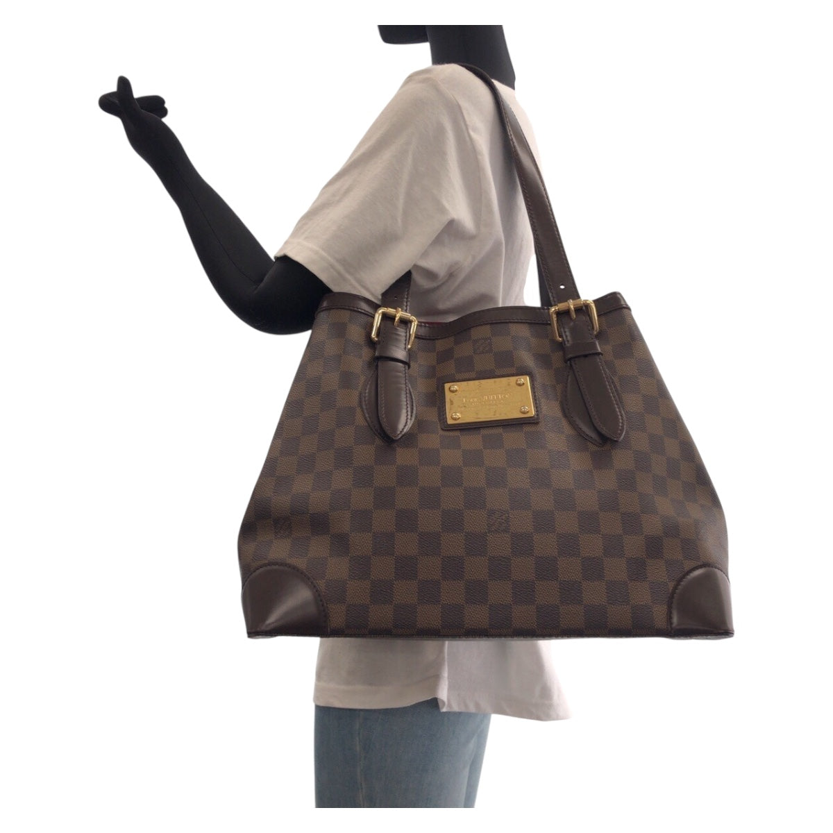 16674
LOUIS VUITTON ルイヴィトン ダミエ ハムステッド MM ブラウン ゴールド金具 PVC / レザー N51204 トートバッグ ショルダーバッグ  レディース ABP67