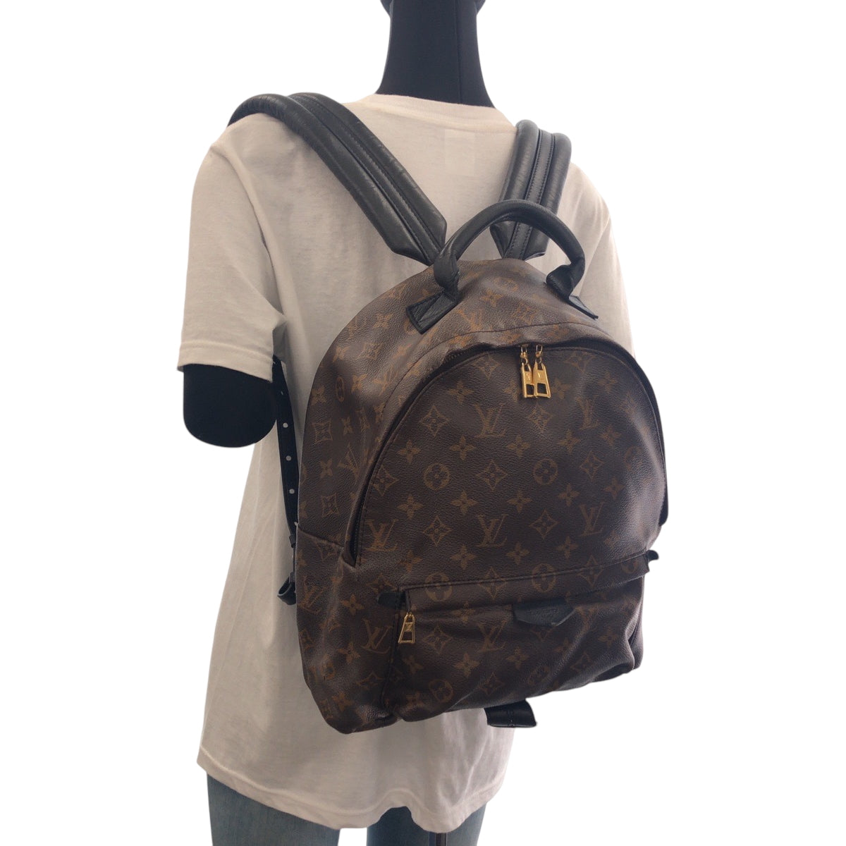 16677
LOUIS VUITTON ルイヴィトン モノグラム マカサー パームスプリングス バックパックMM ブラウン ゴールド金具 PVC M41561 リュックサック バックパック レディース B75