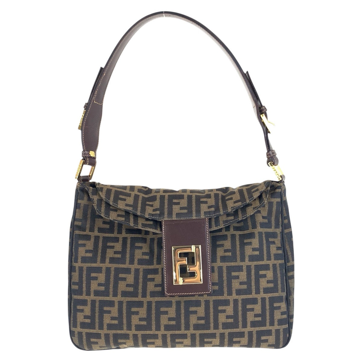 16678
FENDI フェンディ ズッカ ブラウン ゴールド金具 キャンバス / レザー ショルダーバッグ  レディース