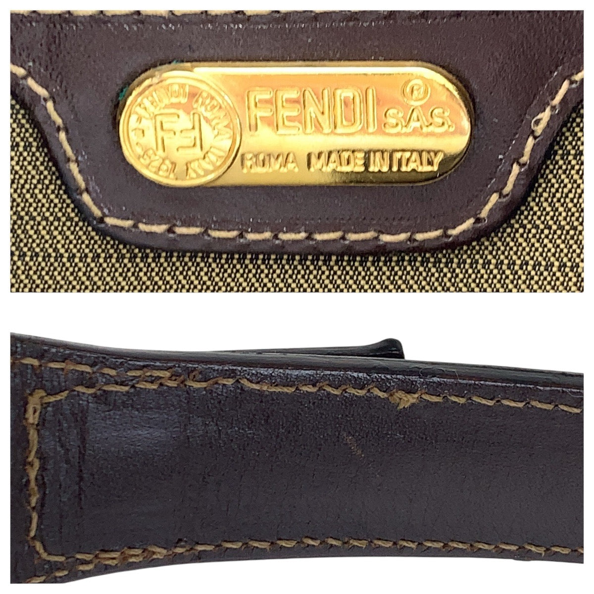 16678
FENDI フェンディ ズッカ ブラウン ゴールド金具 キャンバス / レザー ショルダーバッグ  レディース