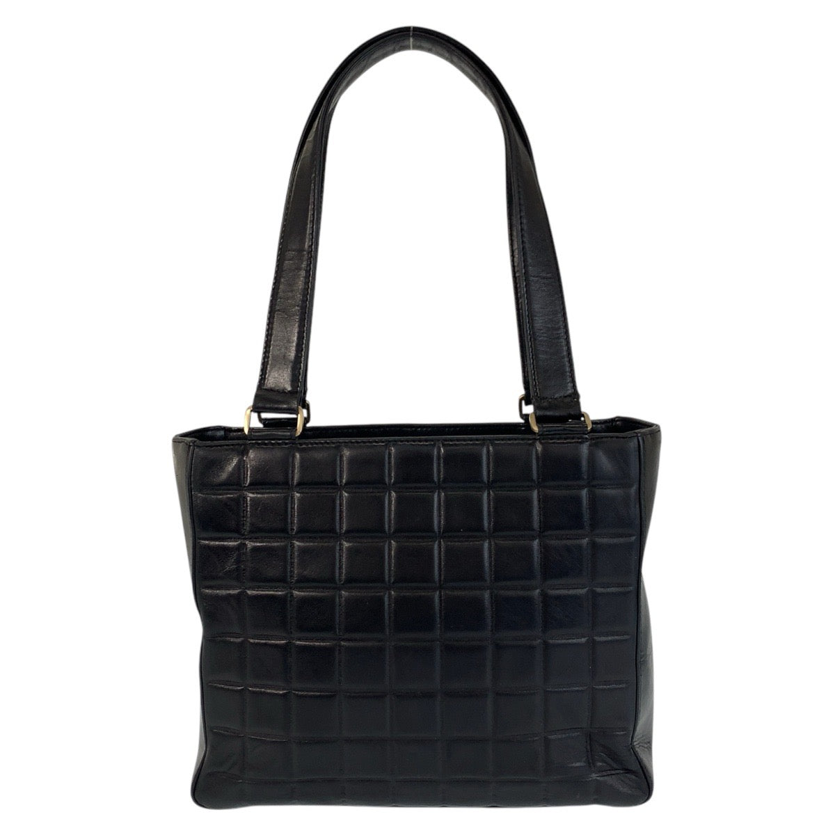 16679
CHANEL シャネル チョコバー ココマーク ブラック 黒 ゴールド金具 ラムスキン トートバッグ ショルダーバッグ  レディース