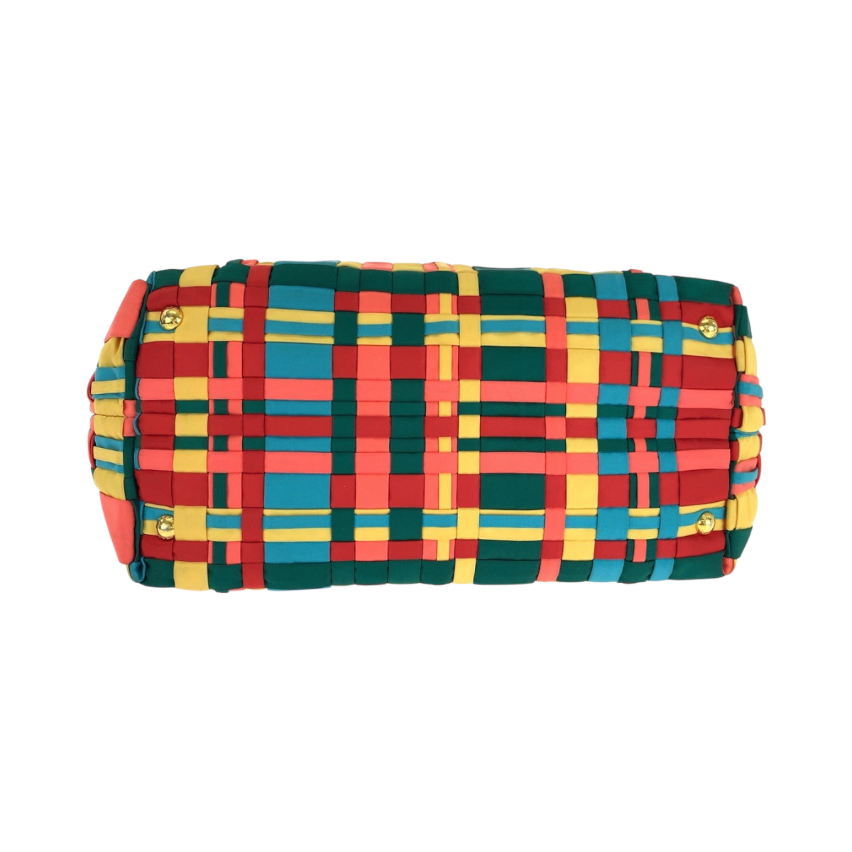 16681
PRADA プラダ テスート 三角ロゴプレート 編み込み マルチカラー ゴールド金具 ナイロン BN1652 トートバッグ ハンドバッグ  レディース ABP54