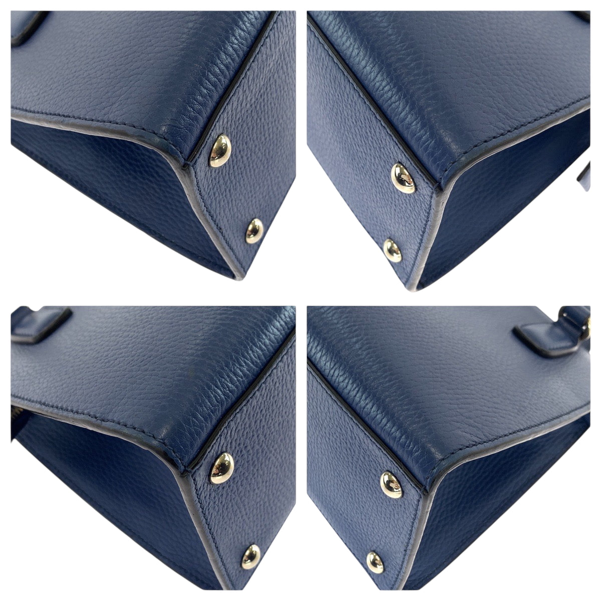 16682
GUCCI グッチ ソーホー ロゴ ブルー ゴールド金具 レザー 607722 ハンドバッグ トートバッグ  レディース A70