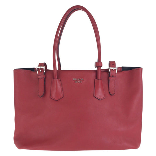 16683
PRADA プラダ レッド シルバー金具 レザー トートバッグ ショルダーバッグ レディース ABP74