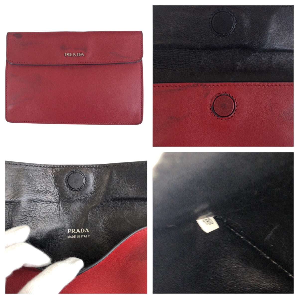 16683
PRADA プラダ レッド シルバー金具 レザー トートバッグ ショルダーバッグ  レディース ABP74