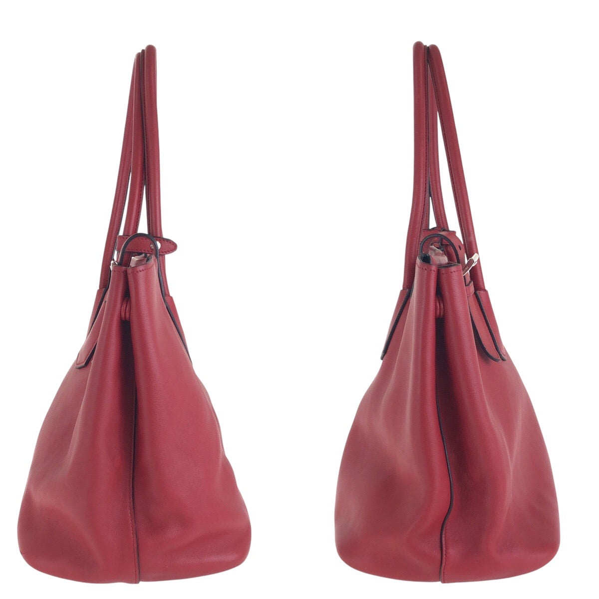 16683
PRADA プラダ レッド シルバー金具 レザー トートバッグ ショルダーバッグ  レディース ABP74