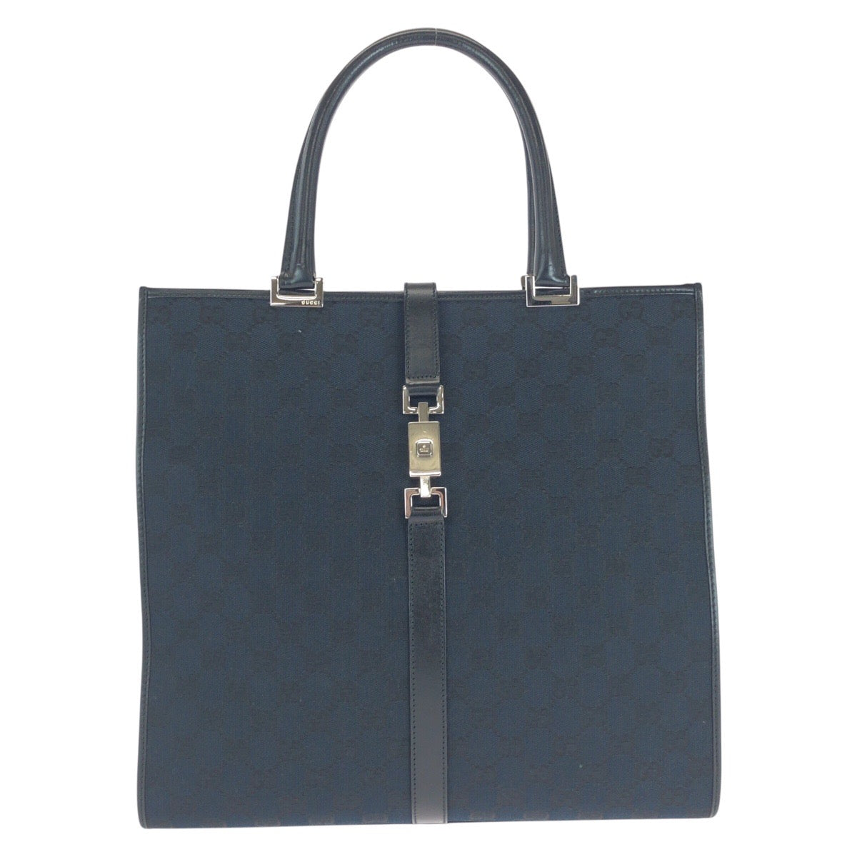 21432
GUCCI グッチ ジャッキー ブラック 黒 シルバー金具 GGキャンバス / レザー 002 1064 トートバッグ ショルダーバッグ レディース A50