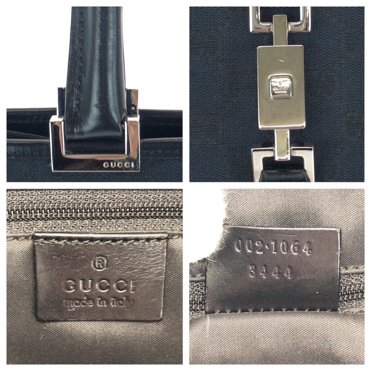 21432
GUCCI グッチ ジャッキー ブラック 黒 シルバー金具 GGキャンバス / レザー 002 1064 トートバッグ ショルダーバッグ レディース A50