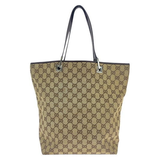 16686
GUCCI グッチ ベージュ ブラウン ゴールド金具 GGキャンバス / レザー 31243 トートバッグ ショルダーバッグ  レディース AB25