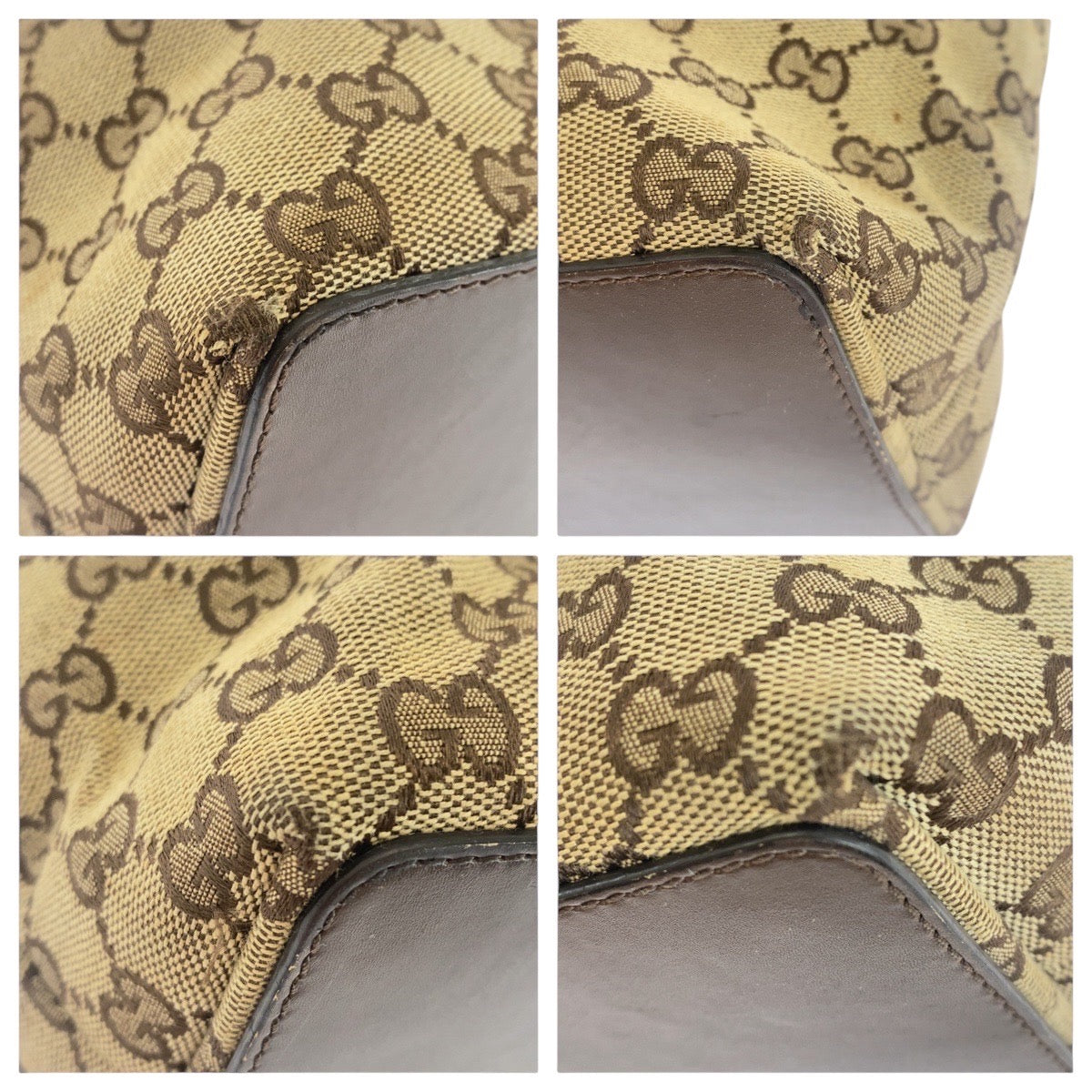 16686
GUCCI グッチ ベージュ ブラウン ゴールド金具 GGキャンバス / レザー 31243 トートバッグ ショルダーバッグ  レディース AB25
