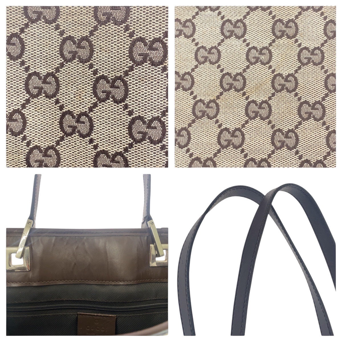 16686
GUCCI グッチ ベージュ ブラウン ゴールド金具 GGキャンバス / レザー 31243 トートバッグ ショルダーバッグ  レディース AB25