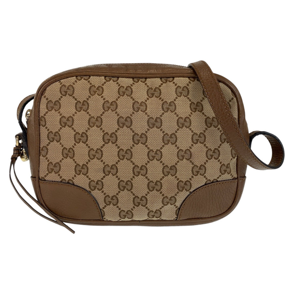 16689
GUCCI グッチ ベージュ ブラウン ゴールド金具 GGキャンバス / レザー 449413 ショルダーバッグ ポシェット  レディース AB42