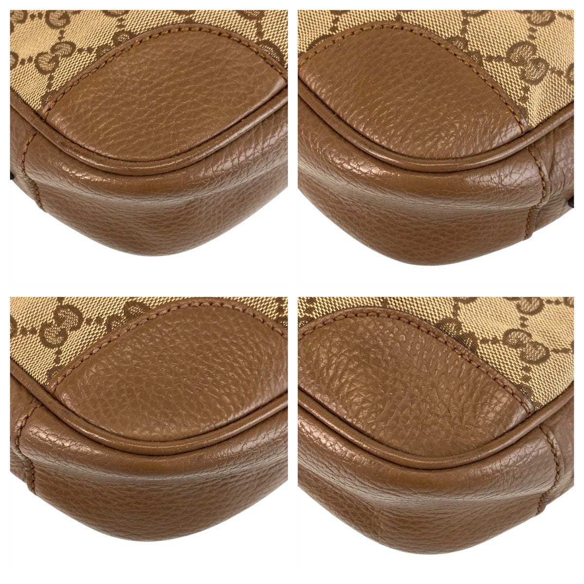 16689
GUCCI グッチ ベージュ ブラウン ゴールド金具 GGキャンバス / レザー 449413 ショルダーバッグ ポシェット  レディース AB42