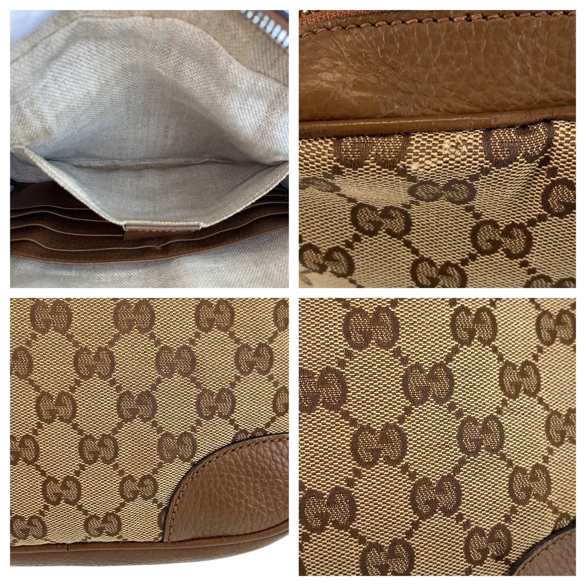 16689
GUCCI グッチ ベージュ ブラウン ゴールド金具 GGキャンバス / レザー 449413 ショルダーバッグ ポシェット  レディース AB42