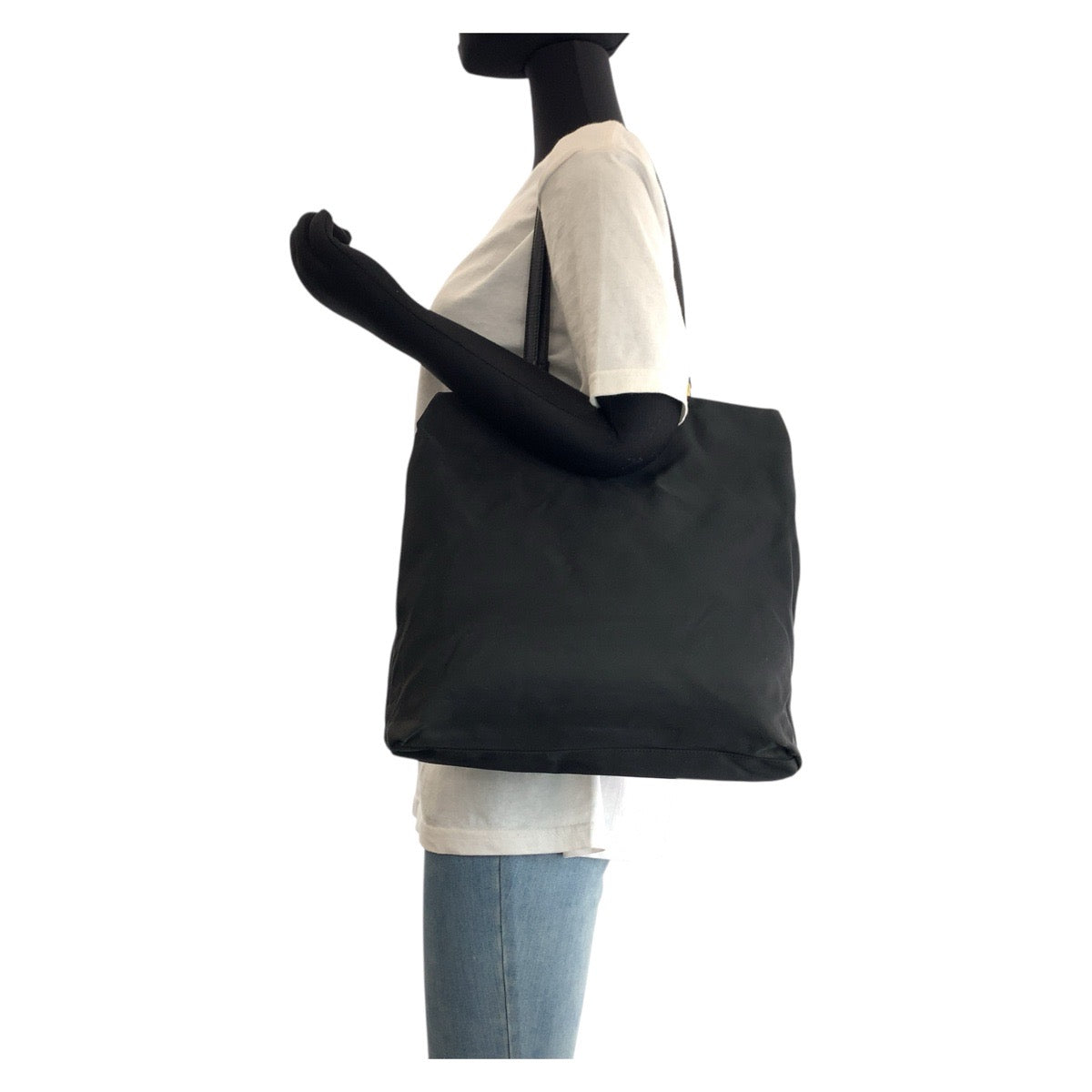 16690
PRADA プラダ テスート 三角ロゴプレート ブラック 黒 ゴールド金具 ナイロン / レザー トートバッグ ショルダーバッグ   レディース AB30
