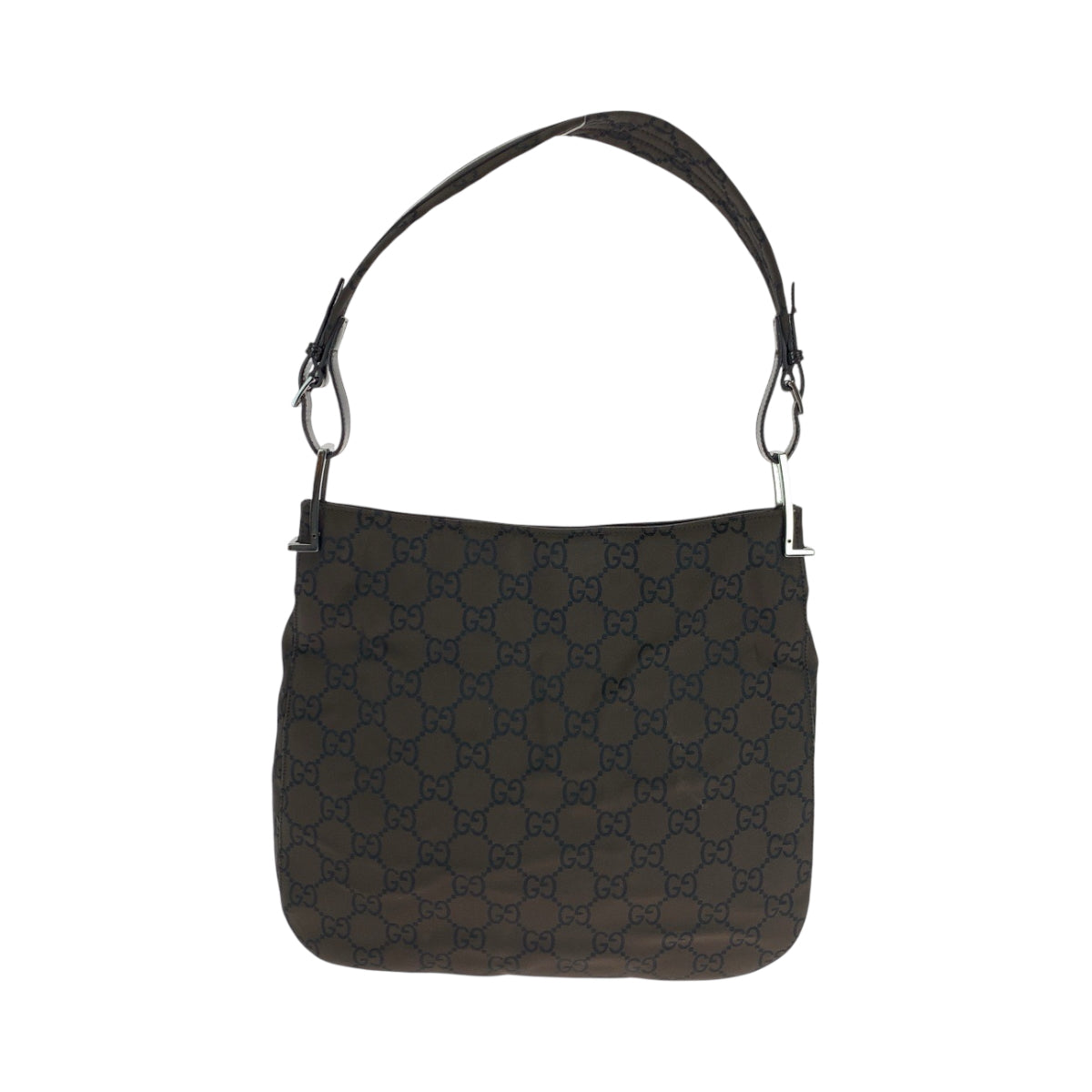 16693
GUCCI グッチ GG柄 ダークブラウン シルバー金具 ナイロン 001 3166 ショルダーバッグ レディース AB25