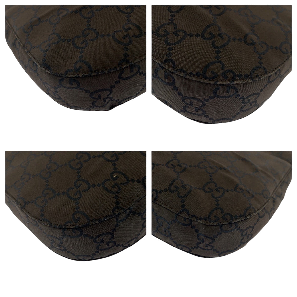 16693
GUCCI グッチ GG柄 ダークブラウン シルバー金具 ナイロン 001 3166 ショルダーバッグ レディース AB25