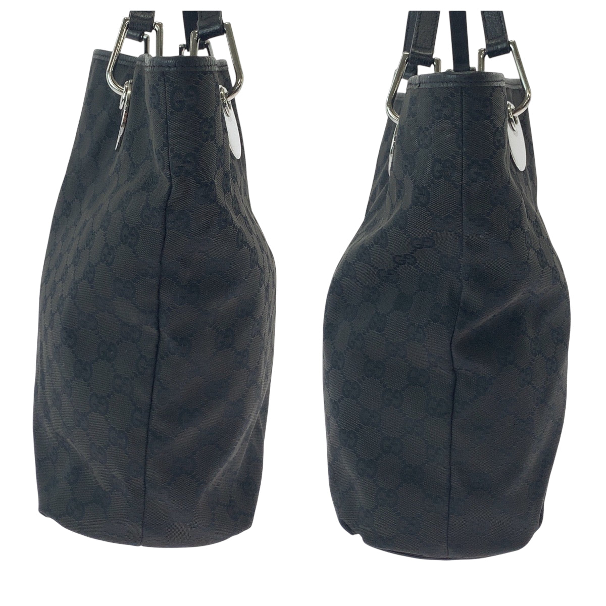16694
GUCCI グッチ ブラック 黒 シルバー金具 GGキャンバス 120836 トートバッグ ショルダーバッグ  レディース AB26