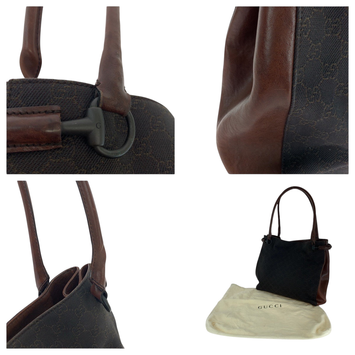 16695
GUCCI グッチ ブラウン ブラック金具 GGキャンバス 101346 トートバッグ ショルダーバッグ  レディース AB25