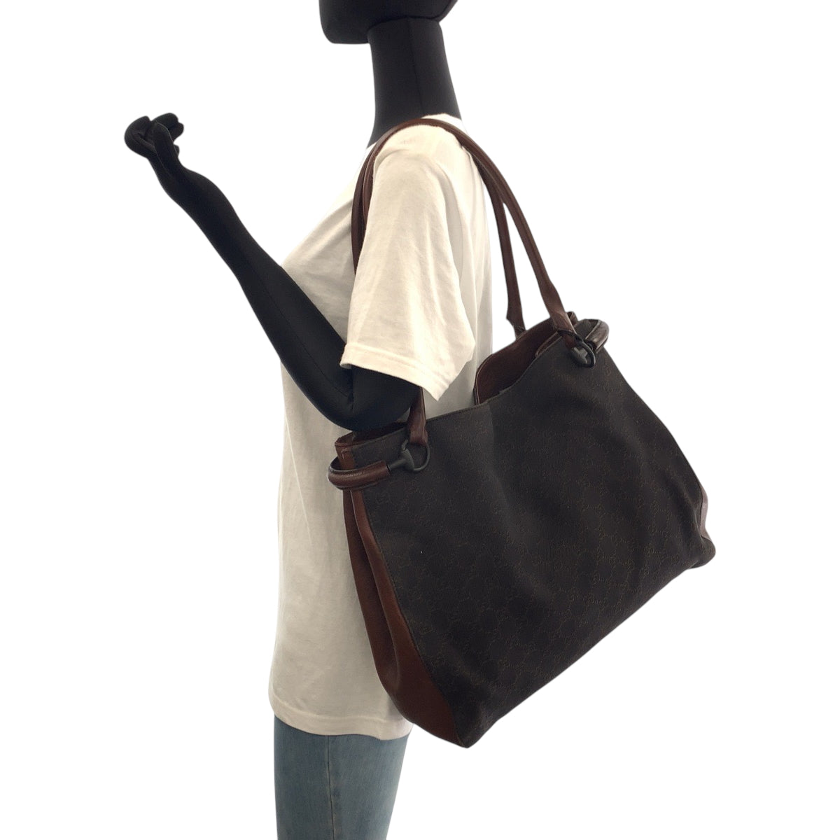 16695
GUCCI グッチ ブラウン ブラック金具 GGキャンバス 101346 トートバッグ ショルダーバッグ  レディース AB25
