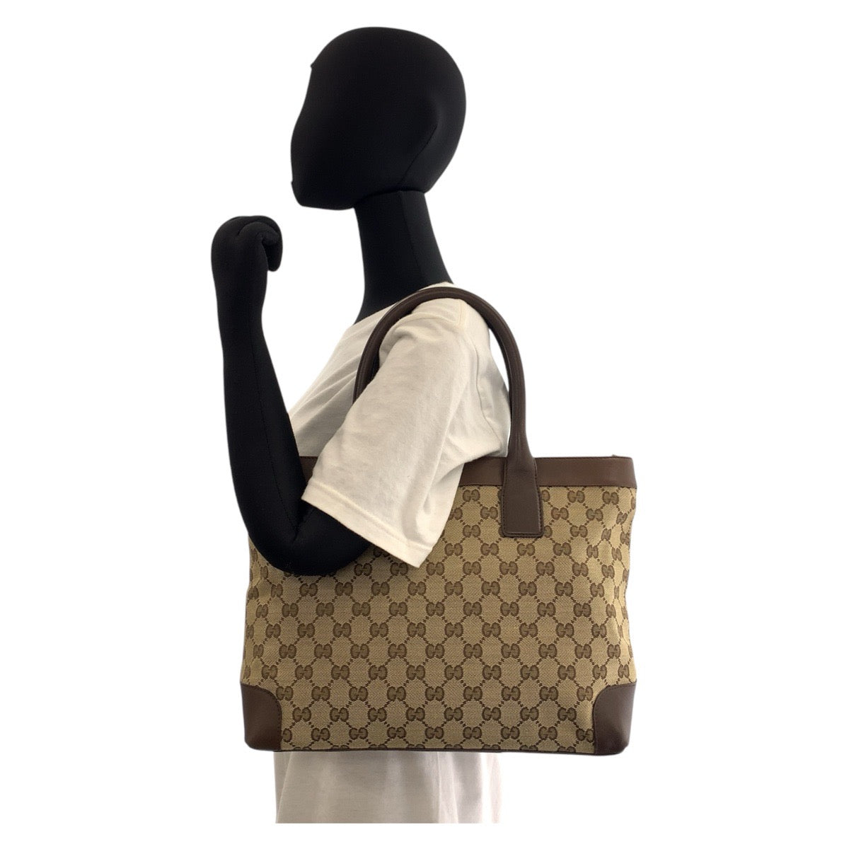 16696
GUCCI グッチ ベージュ ブラウン ゴールド金具 GGキャンバス / レザー 002 1119 トートバッグ ショルダーバッグ  レディース