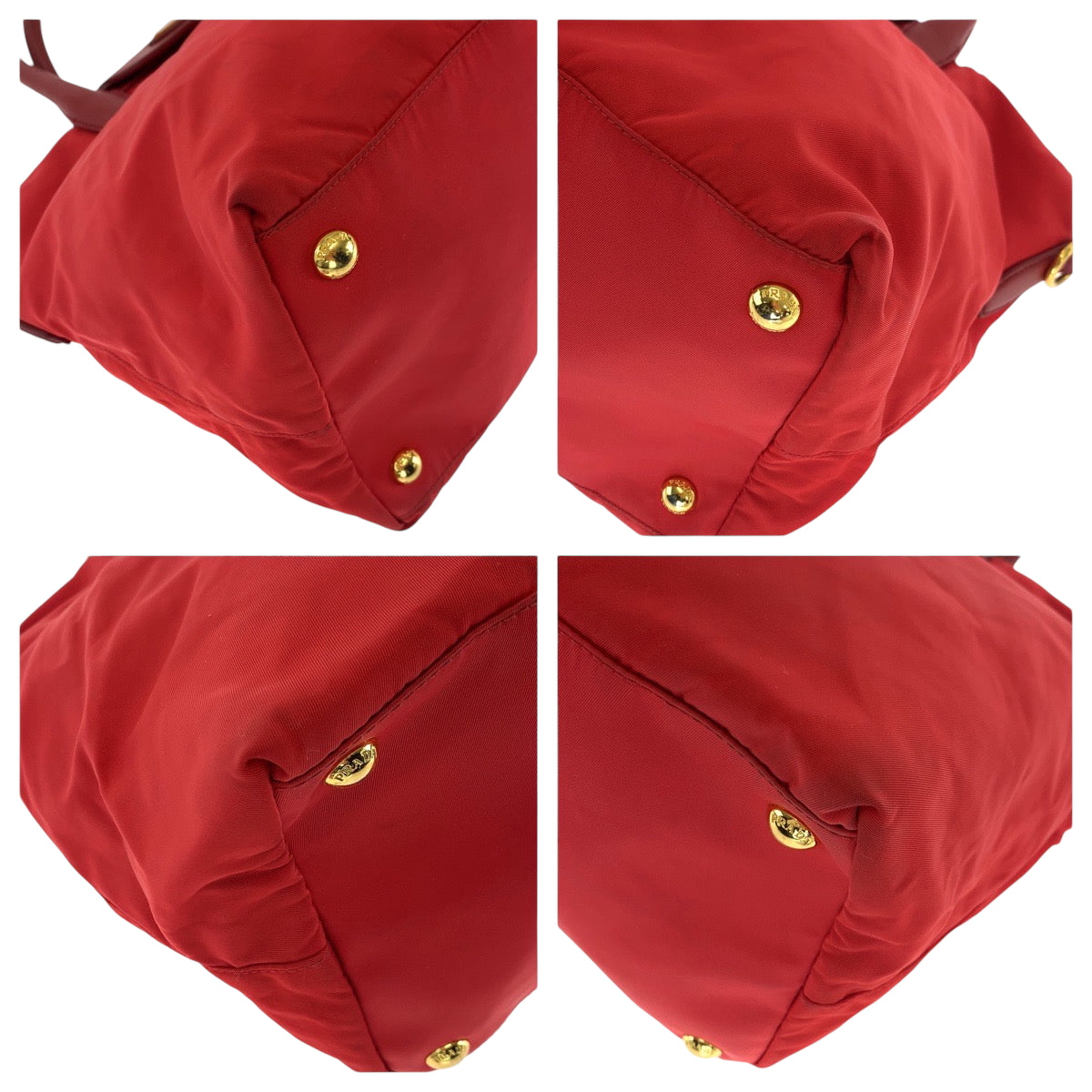 16687
PRADA プラダ テスート 三角ロゴプレート レッド ゴールド金具 ナイロン BN2106 トートバッグ ハンドバッグ レディース ABP44
